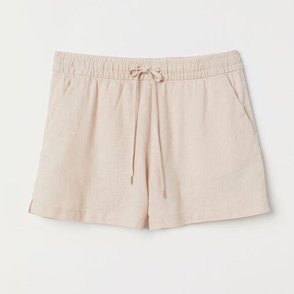 H&M Linen-blend Drawstring Shorts Light Powder Pink - Picture 6 of 14